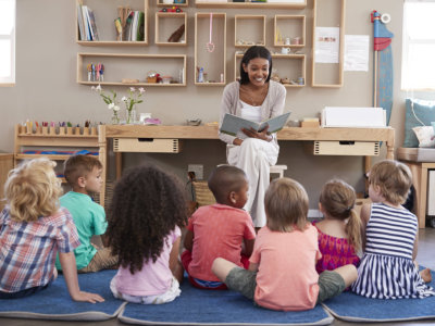 teacher with her students